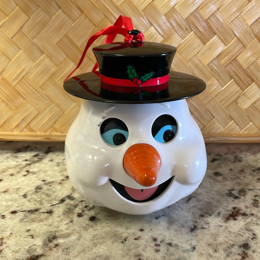 Vintage Snowman Christmas Tree Ornament Snowy the Singing Snowman